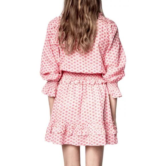 Zadig & Voltaire Rune Debby Cotton Ruffle Evil Eye Print Mini Dress XS - Picture 3 of 12